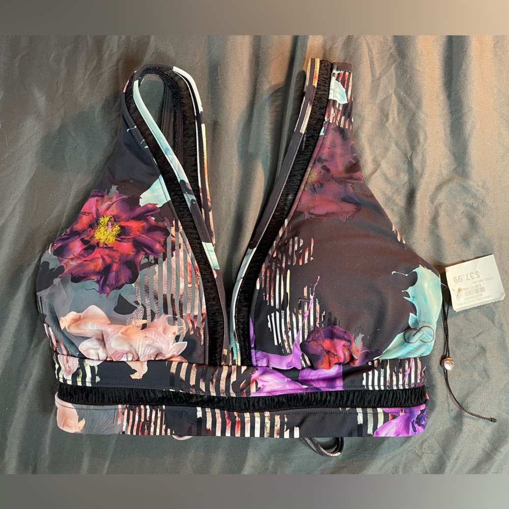 CALIA by Carrie Underwood Black and Purple Bikini with Sleek Design